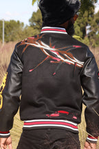 F1021 "SAINTS" Wool Varsity Jacket - Black