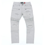 M1926 - Makobi Core Denim Biker Jeans - Light Gray