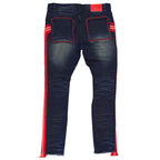 F1782 Shredded Jeans w/ Drawstring Side Tape - Vintage Wash