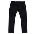 M1910 Makobi "Sanibel" Shredded Jean with Suede - Black/Black