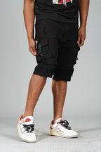 M936 - Makobi Denim Cargo Shorts - Black