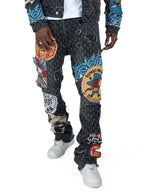 F1945 Brave Heart Stacked Jeans- Black