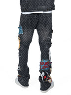 F1945 Brave Heart Stacked Jeans- Black