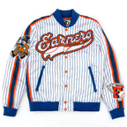 F1047 Earners League Satin Varsity Jacket - White