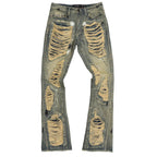 F1772 Basel Distressed Stacked Jeans - Dirt