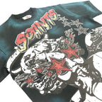 F196 The Saint Acid Wash Oversized Box Tee - Black