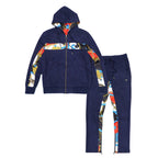 F5220 Alonzo Suede Reversible Jacket Set - Navy
