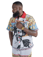 F530 The SAINT Tapestry Oversized Button-down Shirt - White