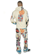 F1755 Brave Heart Tapestry Stacked Pants - Oat