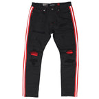 M1769 Makobi Cameo Denim Jeans - Black/Red