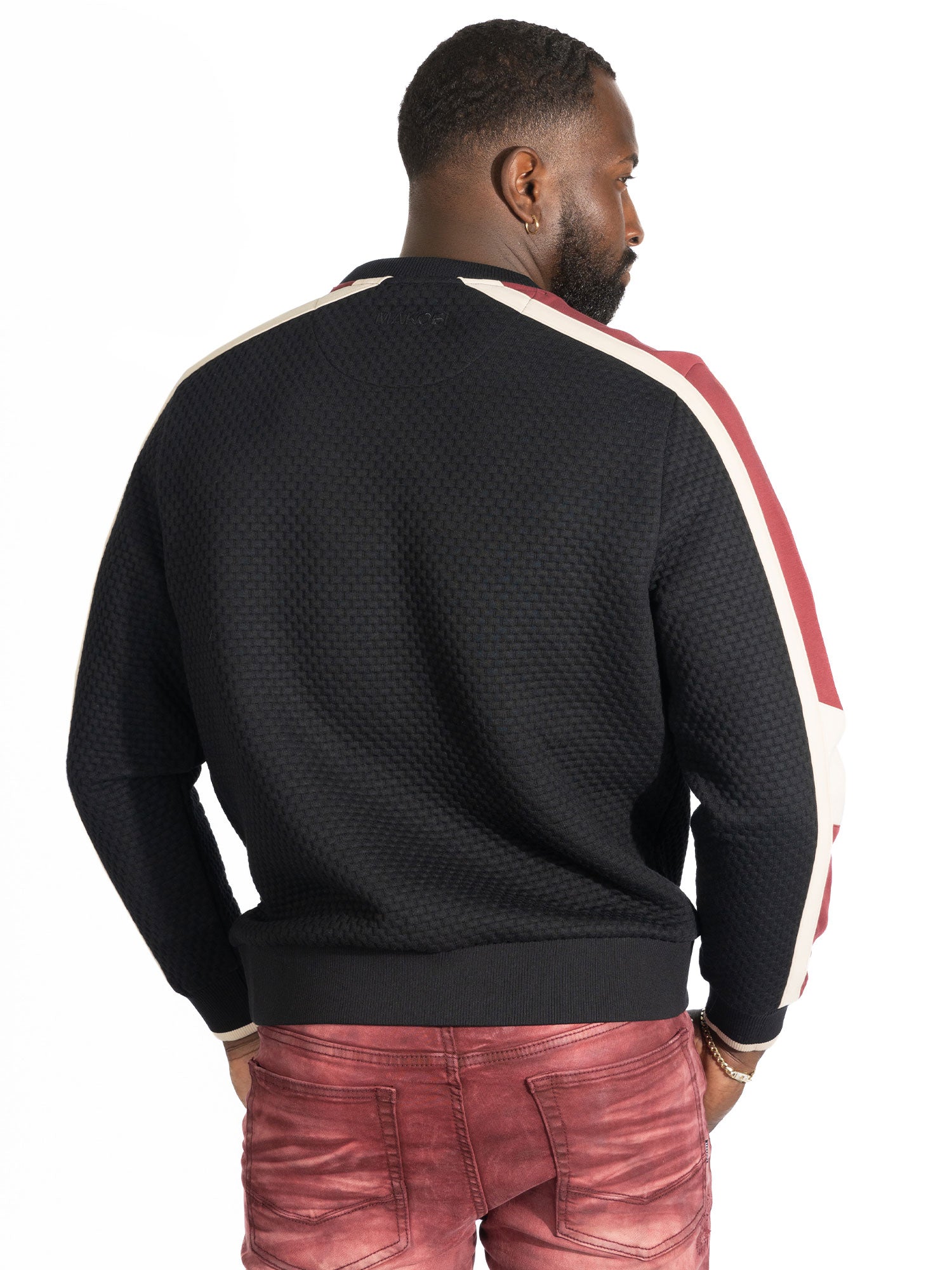 Sweatshirt | M4555 Lorenzo Jacquard Crewneck - Black