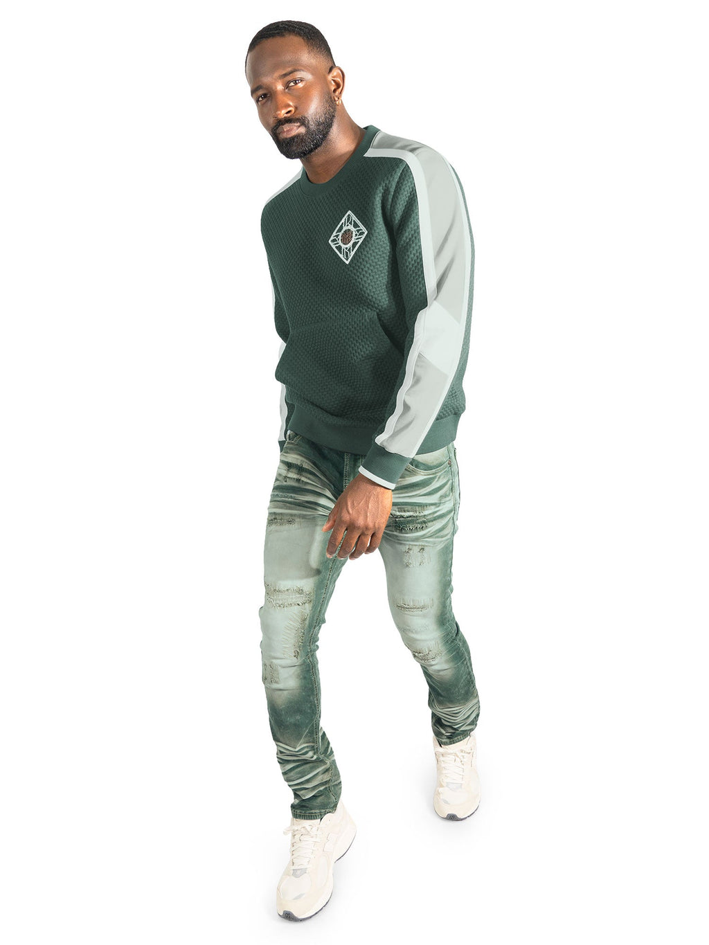 Sweatshirt | M4555 Lorenzo Jacquard Crewneck - Green