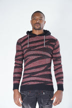 M5050 Tiger Knit Hoody Sweater - Black