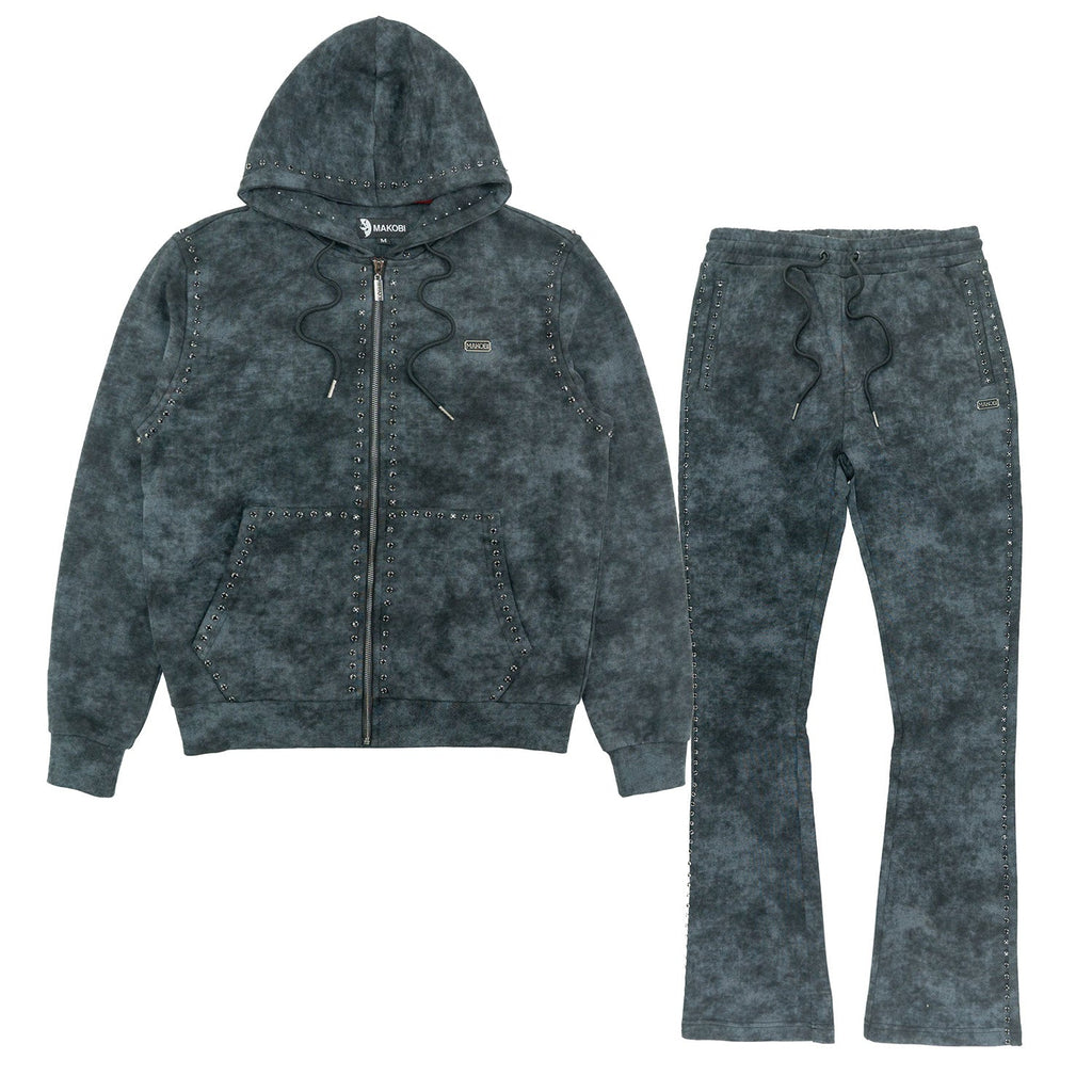 Set | M5455 Lorenzino Zip-Up Hoodie Set - Black