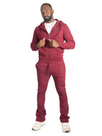 Set | M5455 Lorenzino Zip-Up Hoodie Set - Burgundy