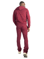 Set | M5455 Lorenzino Zip-Up Hoodie Set - Burgundy
