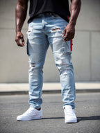 M1939 Railay Biker Jeans w/ Side Pockets - Light Wash